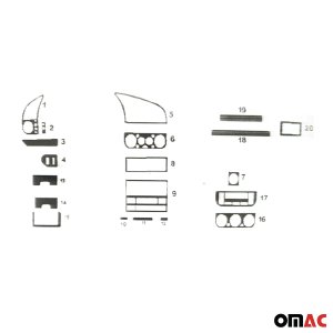 BMW 3 Series Dashboard Kit - Omac - 20 Pcs - Aluminium Look - '92-'99